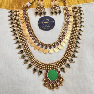 Coin and palaka 2 layer necklace (AUNK6688)