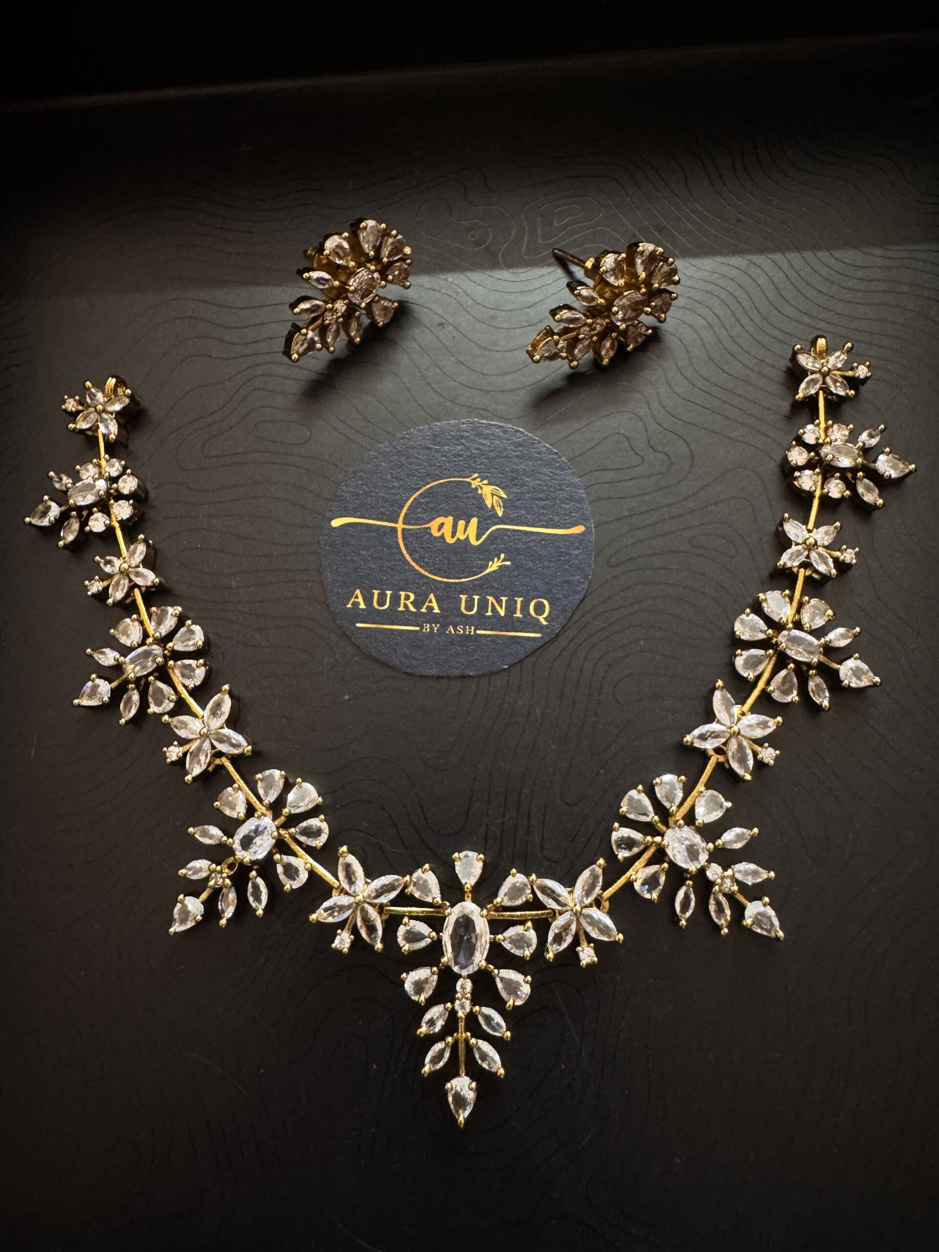 Flower leaf AD necklace AU26345 - Image 2