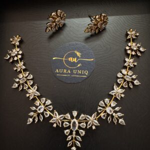 Flower leaf AD necklace AU26345